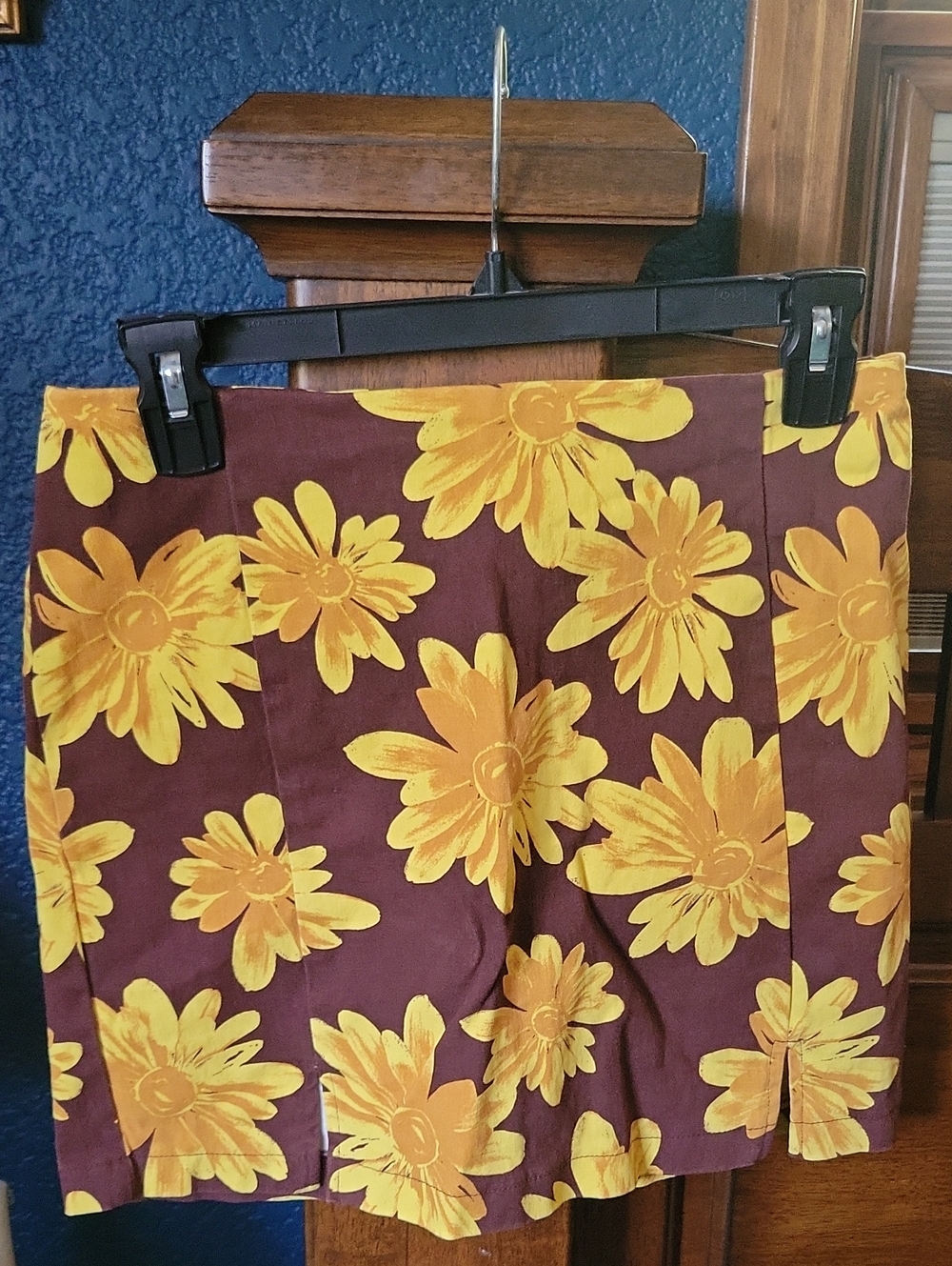 love on a hanger Yellow Daisy Print Skirt on Brown